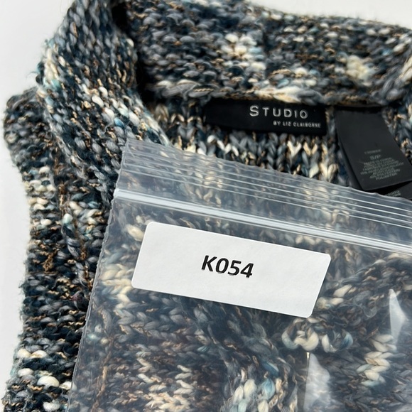 studio by Liz Claiborne blue grey  open cardigan with ruffle size small - Picture 8 of 8